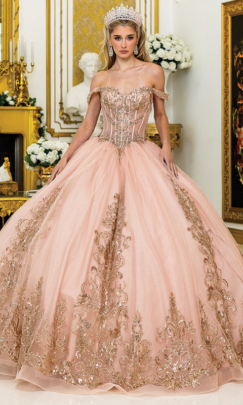 Dancing Queen 5055 - Lace Applique Off Shoulder Ballgown