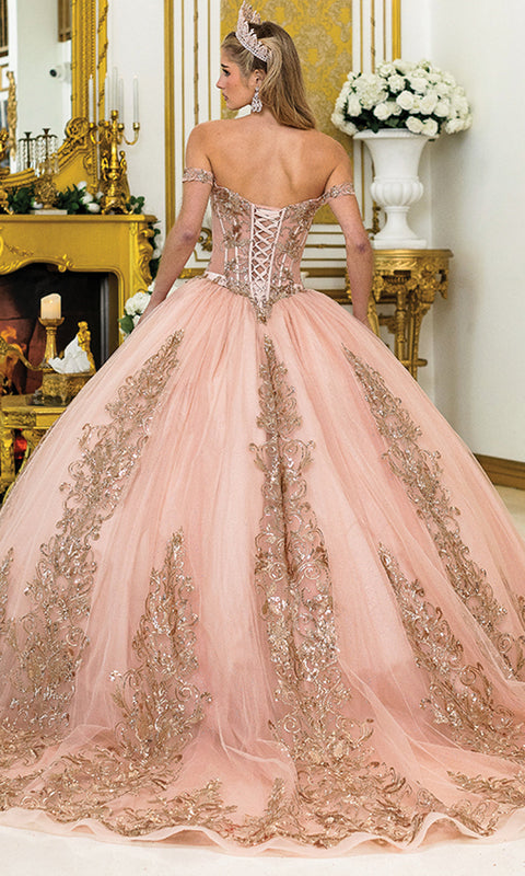 Dancing Queen 5055 - Lace Applique Off Shoulder Ballgown