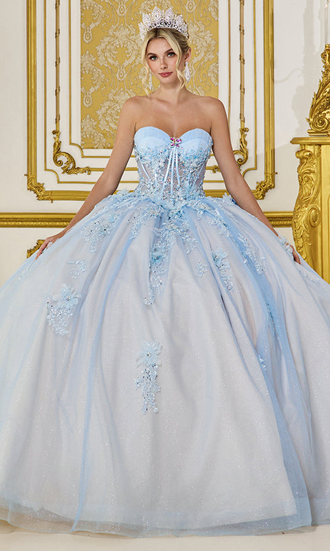 Dancing Queen 5058 - Floral Appliqued Sweetheart Ballgown