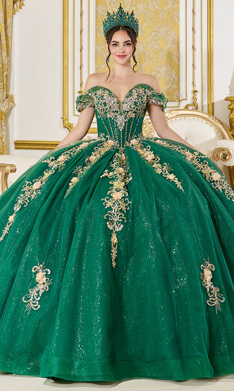 Dancing Queen 5060 - Glitter Tulle Gilded Applique Ballgown