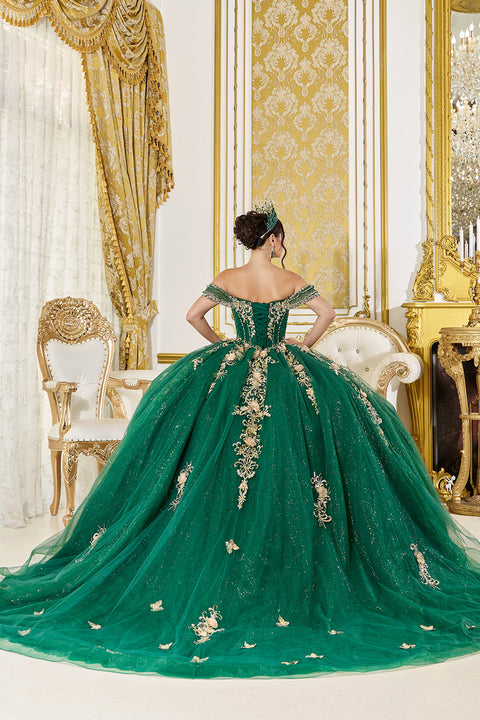 Dancing Queen 5060 - Glitter Tulle Gilded Applique Ballgown