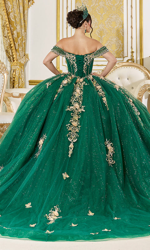 Dancing Queen 5060 - Glitter Tulle Gilded Applique Ballgown