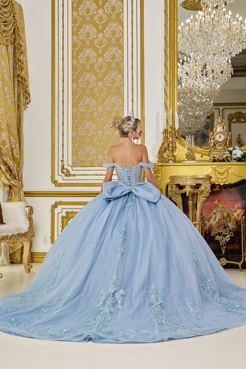Dancing Queen 5063 - Off-the-Shoulder Corset Glitter Tulle Ballgown