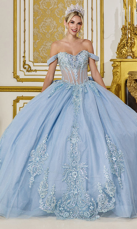 Dancing Queen 5063 - Off-the-Shoulder Corset Glitter Tulle Ballgown