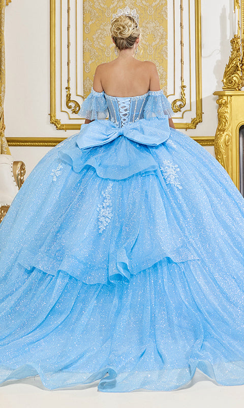 Dancing Queen 5064 - Floral Lace Appliques Glitter Ballgown