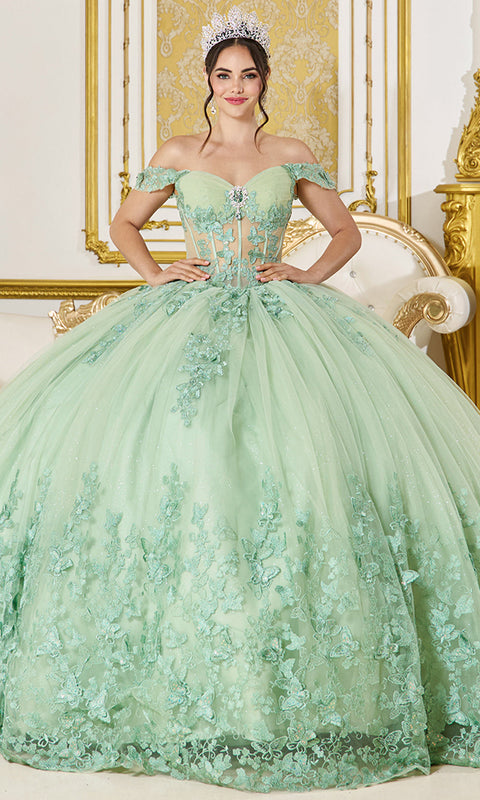 Dancing Queen 5065 - Off-Shoulder Butterfly Embroidered Ballgown