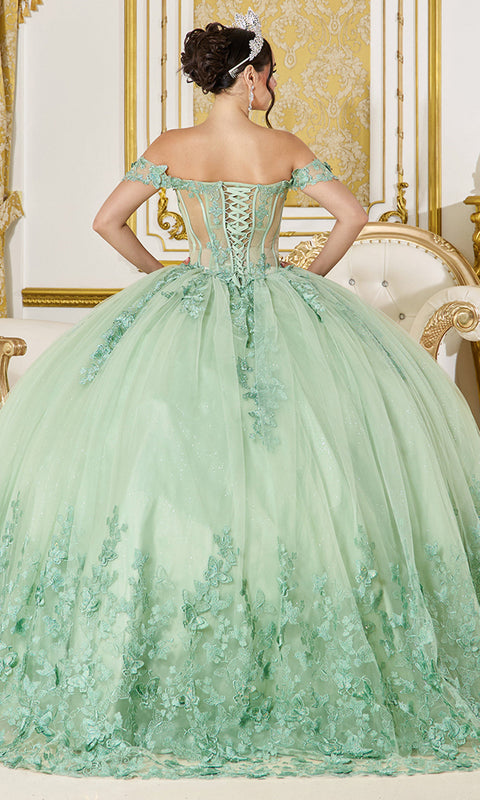 Dancing Queen 5065 - Off-Shoulder Butterfly Embroidered Ballgown