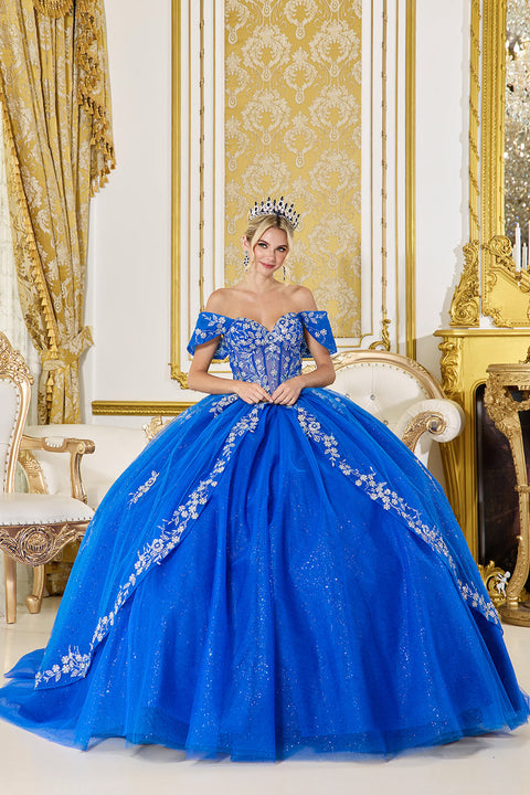 Dancing Queen 5066 - Glitter Tulle Floral Embroidered Ballgown