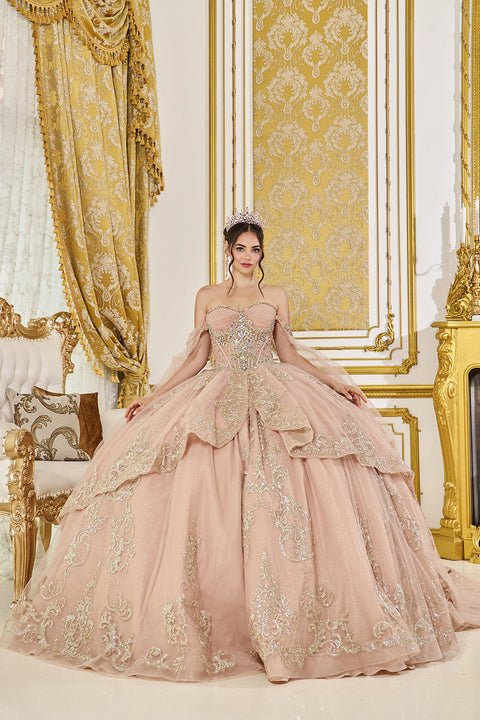 Dancing Queen 5069 - Strapless Sweetheart Metallic Embroidered Ballgown