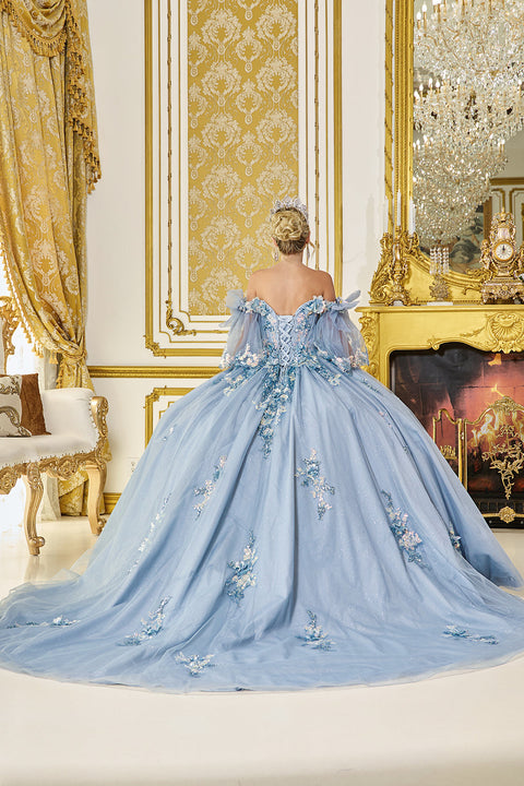 Dancing Queen 5072 - Glitter Tulle 3D Floral Ballgown