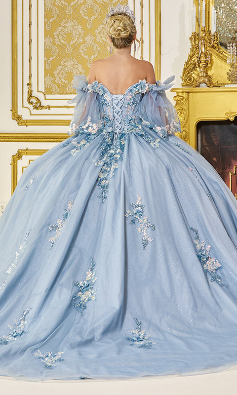 Dancing Queen 5072 - Glitter Tulle 3D Floral Ballgown