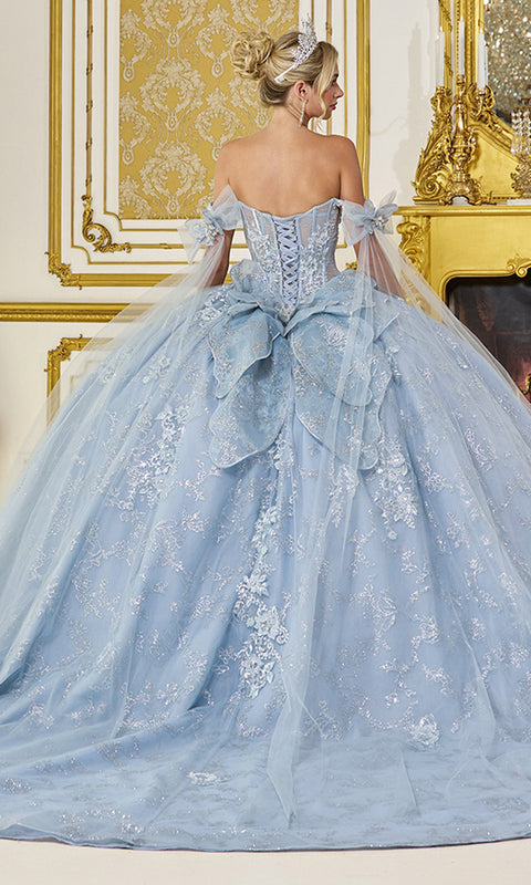 Dancing Queen 5074 - Glitter Tulle Butterfly Bow Ballgown