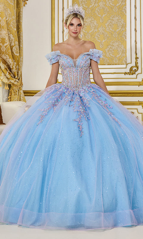 Dancing Queen 5084 - Ruffle Off Shoulder Embroidered Corset Ballgown