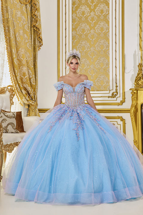 Dancing Queen 5084 - Ruffle Off Shoulder Embroidered Corset Ballgown