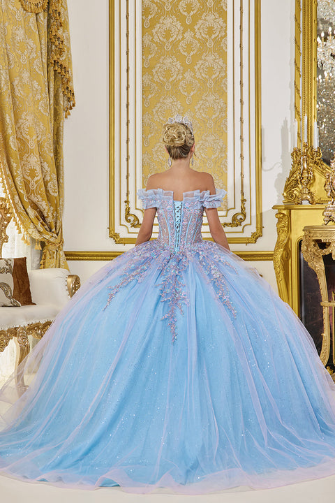 Dancing Queen 5084 - Ruffle Off Shoulder Embroidered Corset Ballgown