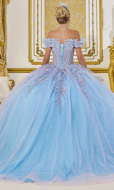 Dancing Queen 5084 - Ruffle Off Shoulder Embroidered Corset Ballgown