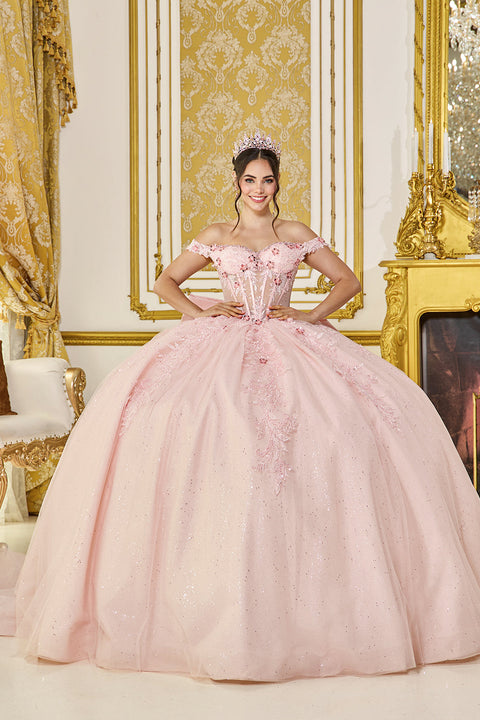 Dancing Queen 5090 - Off Shoulder Floral Embellished Ballgown