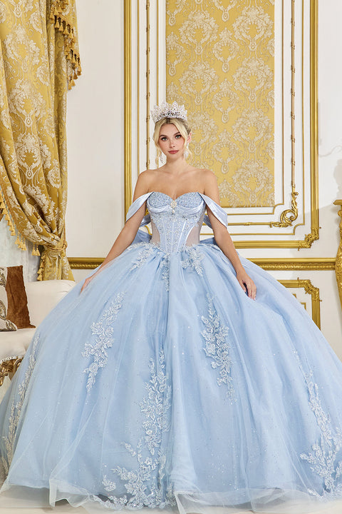 Dancing Queen 5094 - Off Shoulder Floral Appliques Ballgown