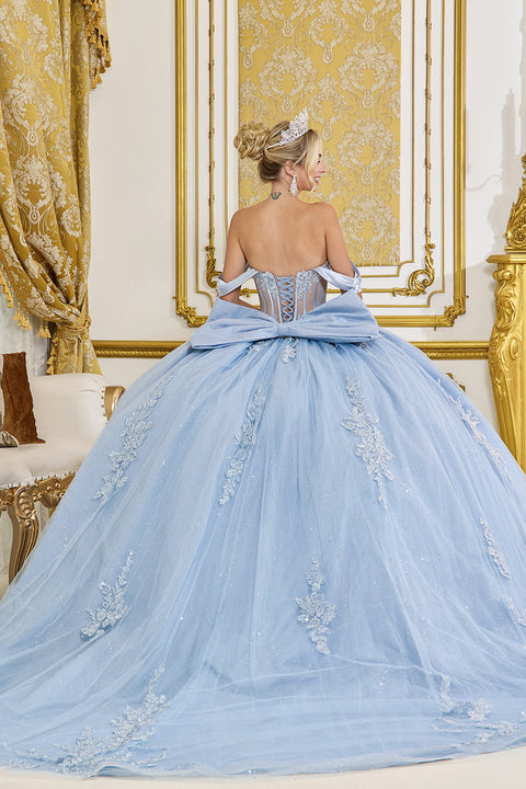 Dancing Queen 5094 - Off Shoulder Floral Appliques Ballgown