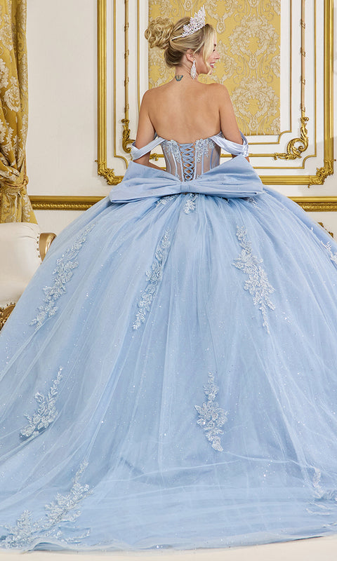 Dancing Queen 5094 - Off Shoulder Floral Appliques Ballgown