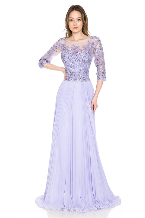 Pleated Long Formal Mother of the Bride Dress Lenovia 8145