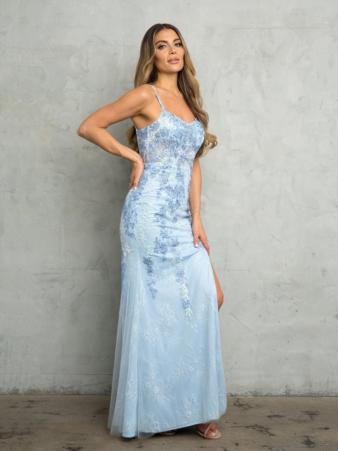 Eva Fashion 5259 Slit Lace Prom & Evening Gown