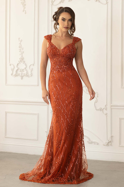 Mermaid Sequin Long Formal Dress Lenovia 8350