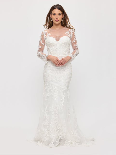 Eva Fashion 5321 Illusion Floor-Length with Train Lace Mermaid Trumpet Wedding Dress