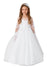 Girls Lace Applique Long Sleeves Train Communion Dress 2-14