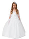 Girls Lace Applique Long Sleeves Train Communion Dress 2-14