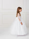 Girls Lace Applique Long Sleeves Train Communion Dress 2-14