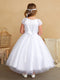 Girls Cap Sleeved Lace Applique Dress with Mesh Overlay Skirt, Sizes 2-16