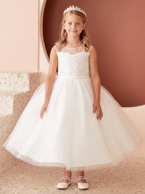 Girls Flower Girl Dress with Beaded Bodice and Tulle Skirt 2-16 By Tip Top