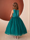 Scoop Neckline Elegant Trim Flower girl Dress, 2-18