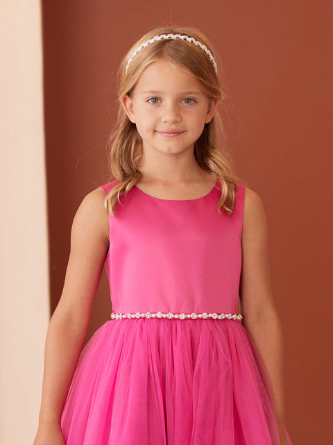 Scoop Neckline Elegant Trim Flower girl Dress, 2-18