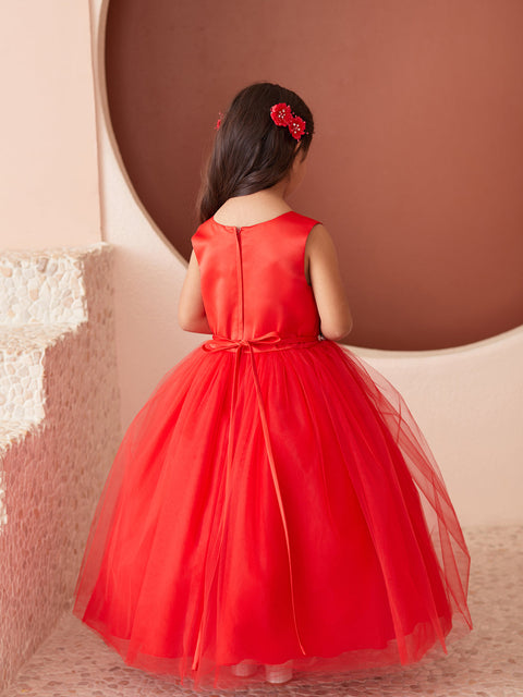 Scoop Neckline Elegant Trim Flower girl Dress, 2-18