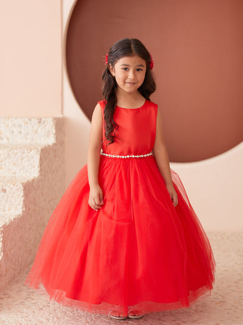 Scoop Neckline Elegant Trim Flower girl Dress, 2-18