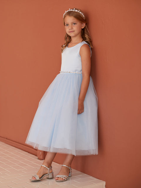 Scoop Neckline Elegant Trim Flower girl Dress, 2-18