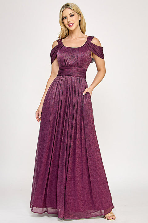 Long Evening Formal Pleated Dress Lenovia 5327