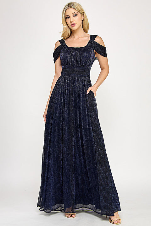 Long Evening Formal Pleated Dress Lenovia 5327