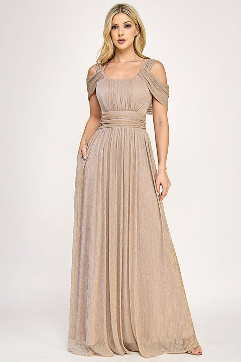 Long Evening Formal Pleated Dress Lenovia 5327