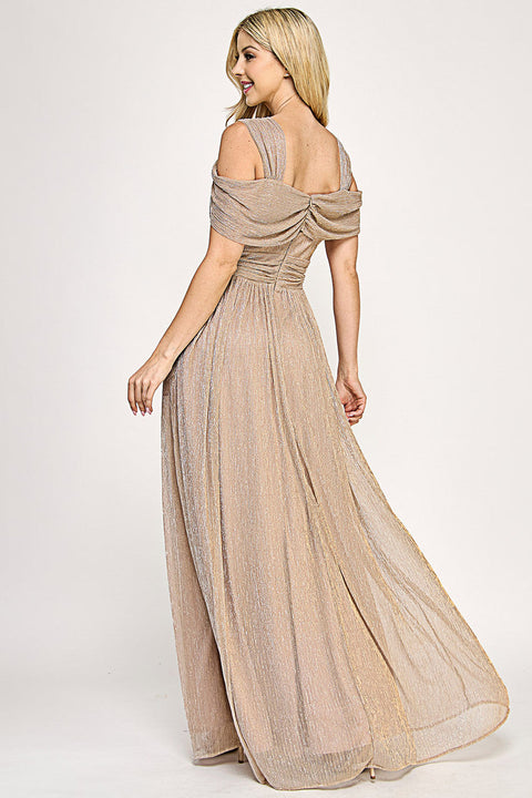 Long Evening Formal Pleated Dress Lenovia 5327