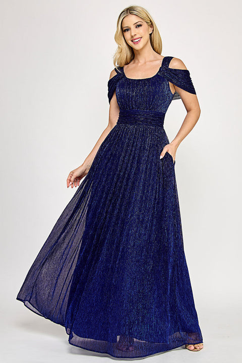 Long Evening Formal Pleated Dress Lenovia 5327