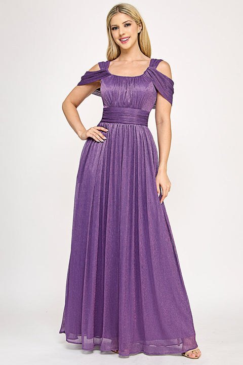 Long Evening Formal Pleated Dress Lenovia 5327