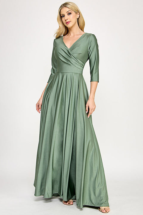Formal Long Mother of the Bride Pleated Dress Lenovia 5243