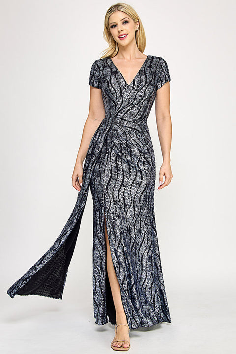 Mother of the Bride Slit Long Formal Dress Lenovia 5331