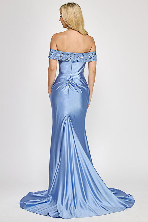 Formal LOng Slit Beaded Evening PromDress Lenovia 8353