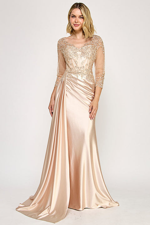 Slit Long Formal Mother of the Bride Dress Lenovia 8366