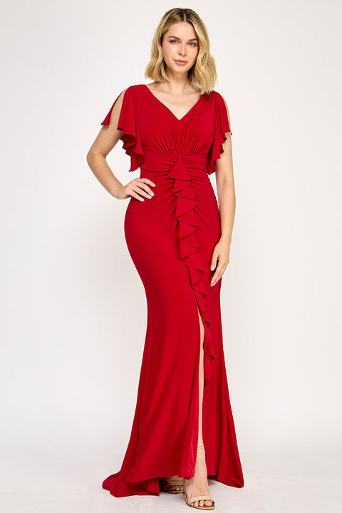 Formal Long Ruffle Mother of the Bride Dress Lenovia 8376