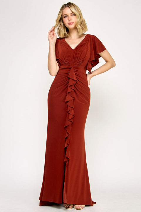 Formal Long Ruffle Mother of the Bride Dress Lenovia 8376